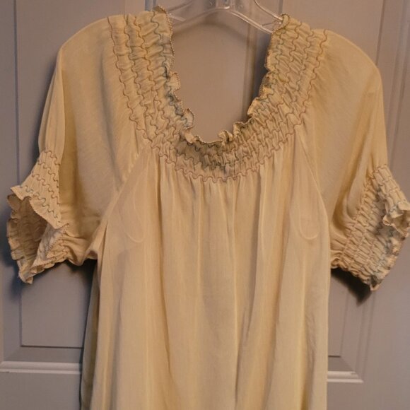 Vintage Venezia Light Yellow 2-Piece Peasant Style Top with Embroidery 18-20 - Picture 5 of 6